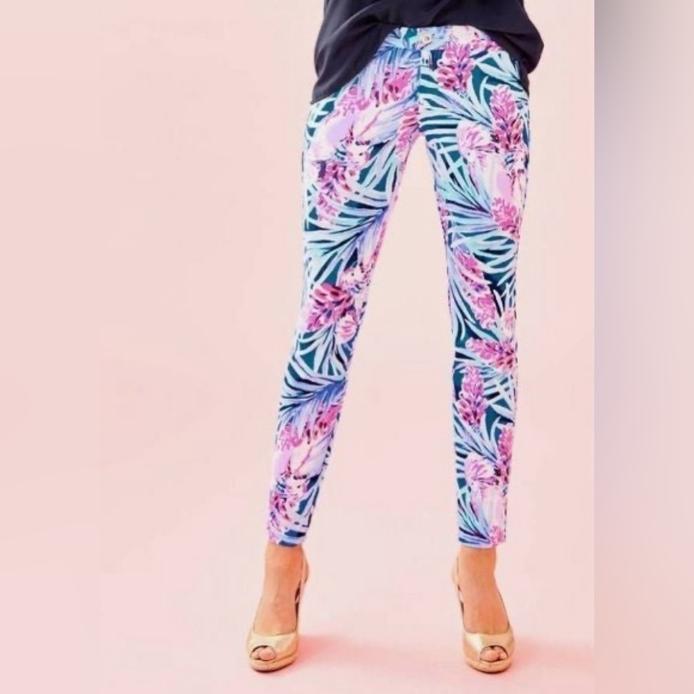 Lilly Pulitzer Mr. Peacock B Tweethearts Kelly Knit Skinny Ankle Pants - Picture 1 of 12